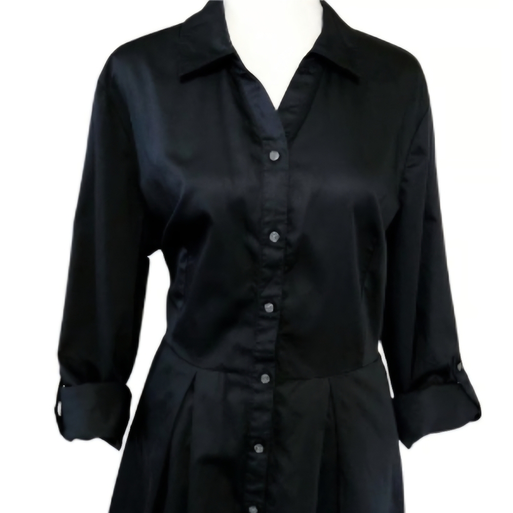 Charter Club Women's Belted Midi Shirtdress Size 6 Black